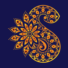 flower with Letter S and mandala designs on it.