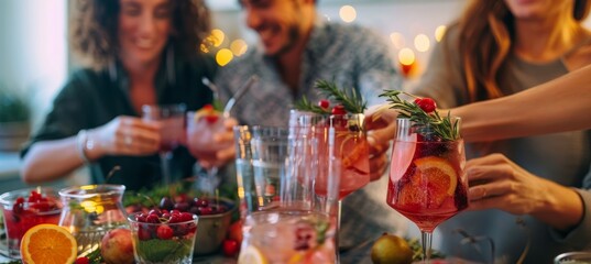 Festive Cocktails Party with Middle-Aged Friends: Creative Drink Mixing and Enjoyment