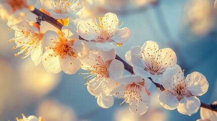 Delicate Apricot Blossoms in Soft Sunlight