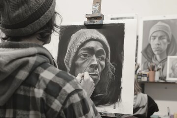 Private Art Lesson on Charcoal Drawing in Peaceful Studio - Mastering Shading and Contrast for Lifelike Portraits