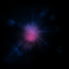 Overlays, overlay, light transition, effects sunlight, lens flare, light leaks. High-quality stock photo image of light overlays blue pink flare glow isolated on black backgrounds for design