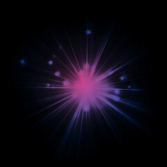 Overlays, overlay, light transition, effects sunlight, lens flare, light leaks. High-quality stock photo image of light overlays blue pink flare glow isolated on black backgrounds for design