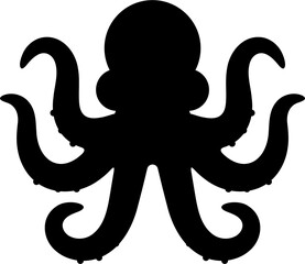 Hand drawn octopus silhouette vector white background © Malindu