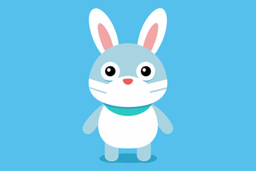 Cute Rabbit Cartoon wearing mask vector art illustration