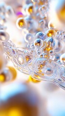 Fototapeta premium Abstract design featuring transparent spheres and vibrant colors, showcasing elegance and modernity in molecular structures.