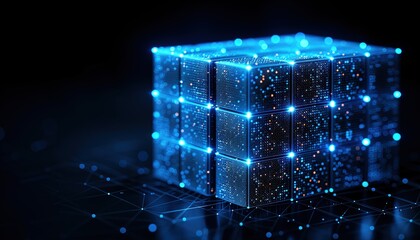 Naklejka premium Abstract digital isometric blockchain 