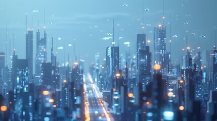 Obraz premium Futuristic Cityscape with Flying Cars