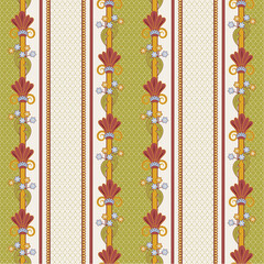 Vintage floral ornament with blooming flowers , baroque elements  seamless design