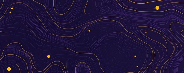 Vector seamless pattern of blue topographic map lines 