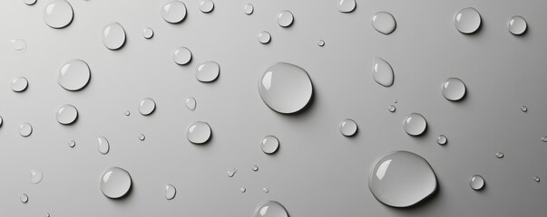 Water drops on a gray background