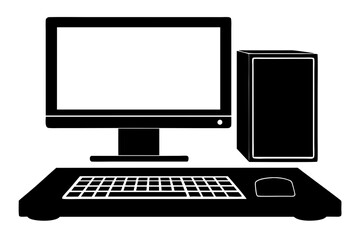 Desktop Computer Silhouette vector illustration 