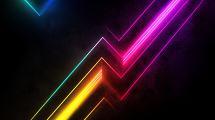 abstract colorful lines background, glowing sign, arrow, neon sign