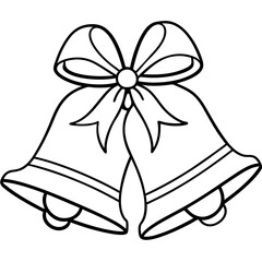 Line art of wedding Christmas bells with ribbons 
