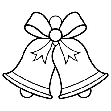 recommend clip art: Line art of wedding Christmas bells with ribbons 
                    