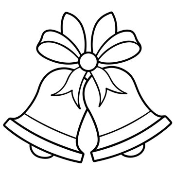 recommend clip art: Line art of wedding Christmas bells with ribbons 
                    