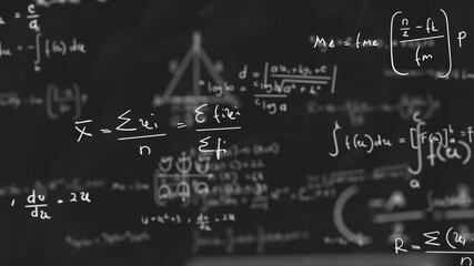 Animation of math formulas, illustrations of floating mathematics problems suitable for motion graphic assets about mathematics formulas, science, technology - Powered by Adobe