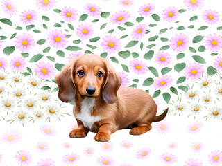 ダックスフントのシームレスパターン　A-1