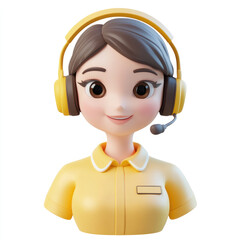 3D cartoon, a female customer service uniform. on a solid white background