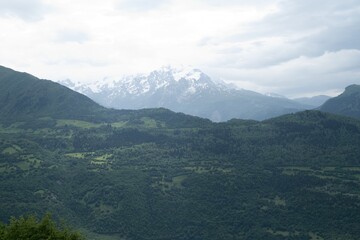 Fototapeta premium beautiful mountains landscape annd nature in svaneti georgia