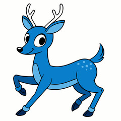 Blue Deer running vector illustration 