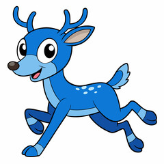 Blue Deer running vector illustration 