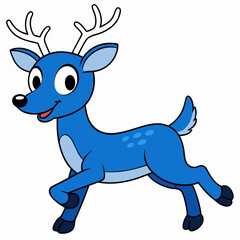 Blue Deer running vector illustration 