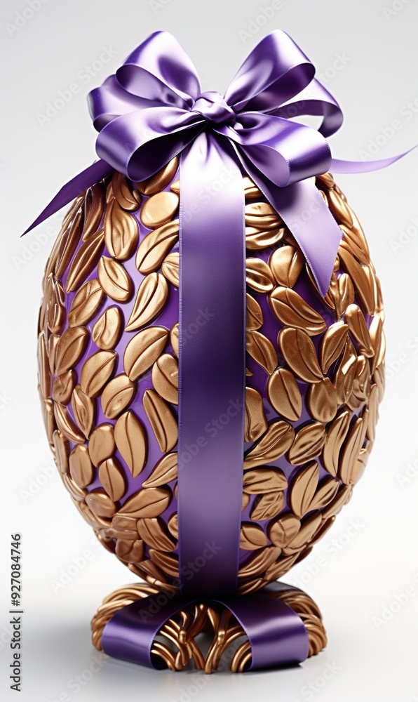 Poster milk chocolate easter egg with purple foil