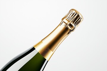 Close-up of a champagne bottle neck with gold foil and cork, perfect for celebration themes and luxury marketing.