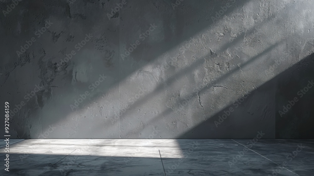 Aufkleber a ray of sunlight shines through a window, casting a long, diagonal shadow across the floor and wall