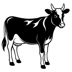 black and white cow vector illustration 