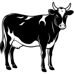 black and white cow vector illustration 