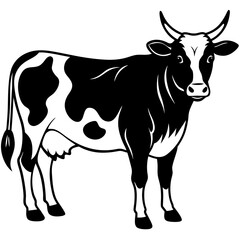 black and white cow vector illustration 