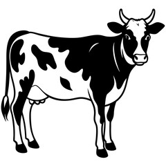 black and white cow vector illustration 