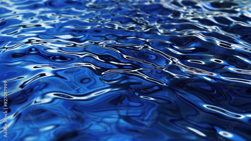 Aufkleber The image shows a close-up view of blue water rippling and reflecting light. The surface is smooth and shiny, with a soft, abstract pattern.