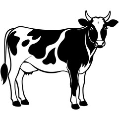 black and white cow vector illustration 