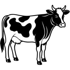 black and white cow vector illustration 