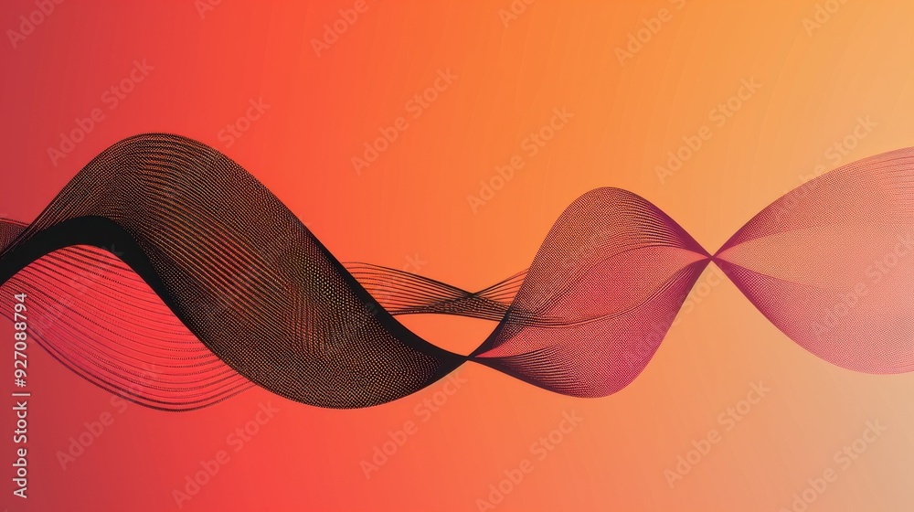 Poster An abstract background image featuring a gradient of orange and red hues. Thin black and pink wavy lines flow across the image, creating a sense of movement and energy. The lines are slightly transluc