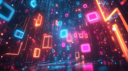 Neon Lights Abstract Background.