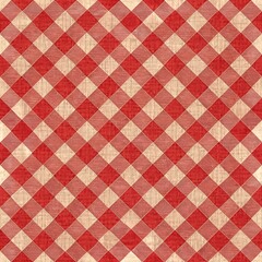 Red and Cream Checkered Pattern Background.