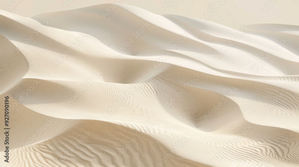 Poster the image shows a close-up view of white sand dunes in a desert landscape. the dunes are rippled and