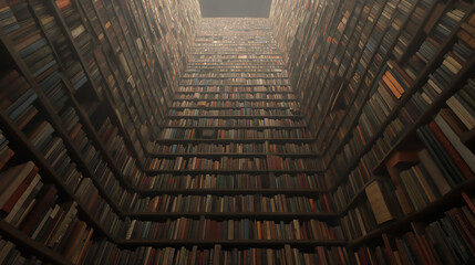 A towering skyscraper made entirely of books.