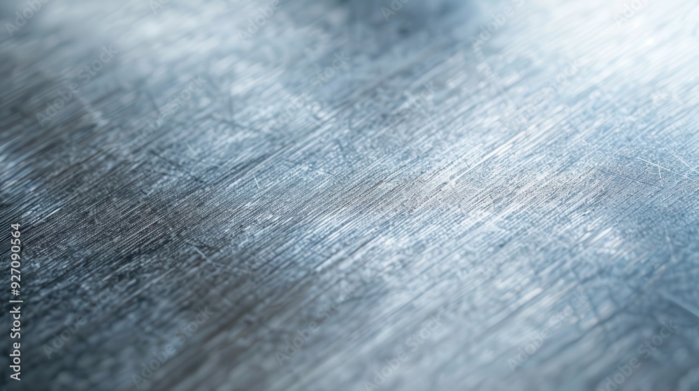 Poster A close-up photograph captures the intricate texture of brushed metal, showcasing the parallel lines created during the finishing process. The light reflects off the surface, highlighting the subtle v