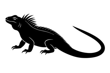 Iguana side view silhouette vector illustration 