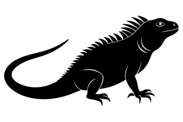 Iguana side view silhouette vector illustration 