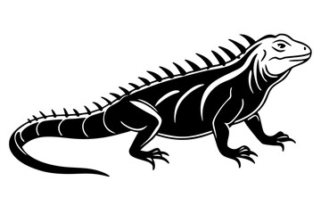 Iguana side view silhouette vector illustration 