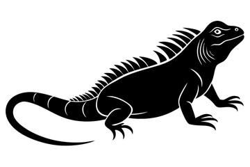 Iguana side view silhouette vector illustration 