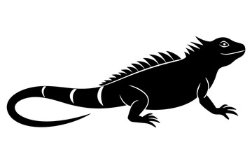 Iguana side view silhouette vector illustration 
