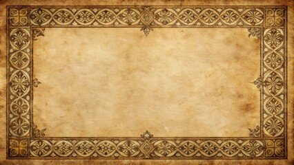 Antique paper with intricate medieval border drawing, antique, paper, medieval, border, drawing, vintage, aged