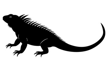 Iguana side view silhouette vector illustration 