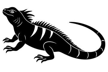 Iguana side view silhouette vector illustration 